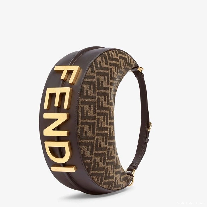 Cheap Fendigraphy Fabric Bag Small FF In Fendi Hobo Brown Motif 0717
